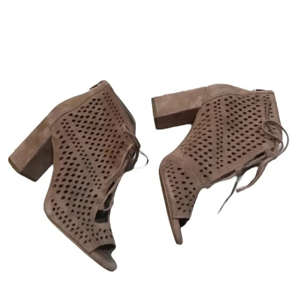 Arturo Chiang Mink At-Parlee Open Toe Lace Up Booties Size 8.5 - Picture 7 of 8